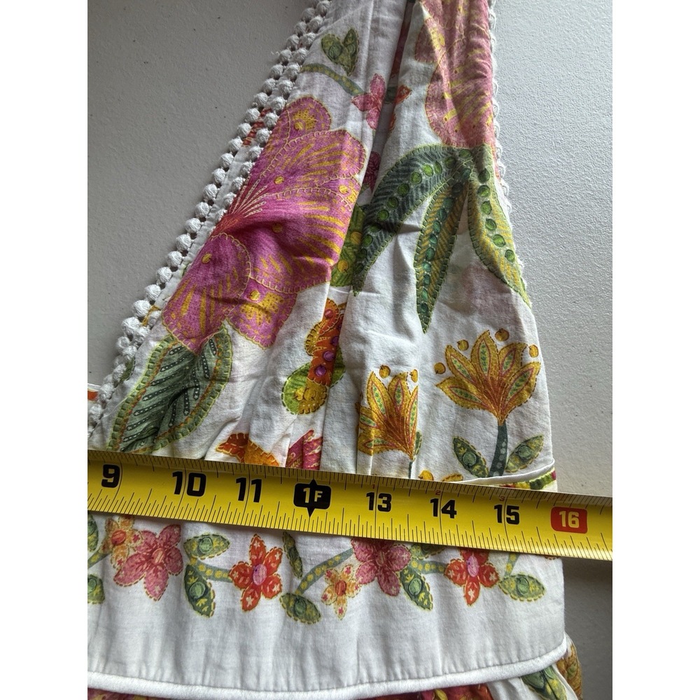 Farm Rio Macaw Bloom Tie Shoulder Mini Dress Large Ruffle Botanical Floral Zip - Picture 8 of 16